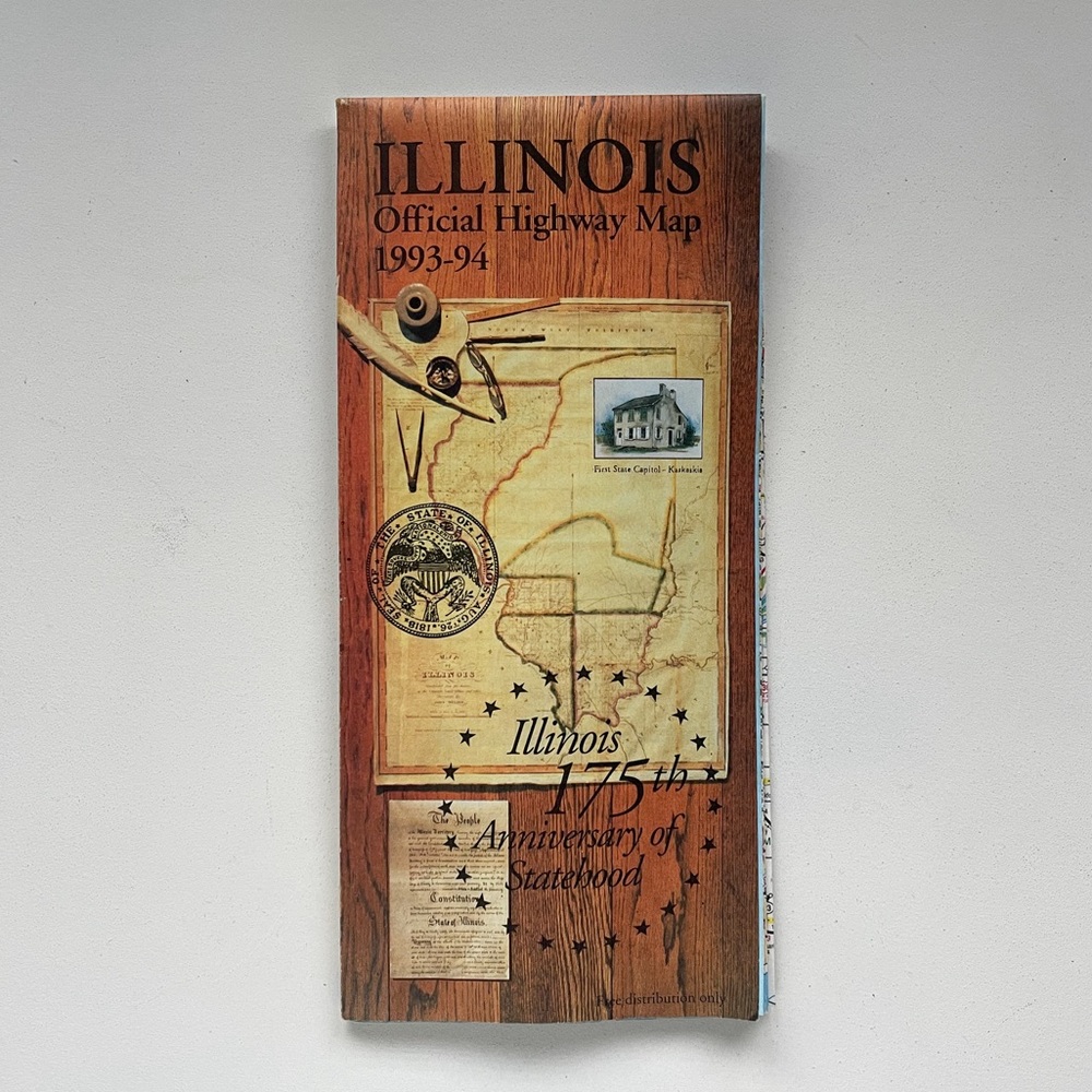 1993-94 ILLINOIS OFFICIAL HIGHWAY MAP 175th ANNIVERSARY OF STATEHOOD